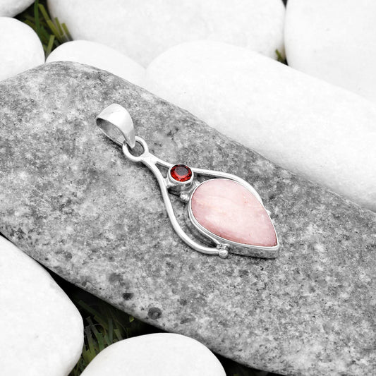 Natural Pink Scolecite & Garnet Pendant P-1575 SDP119636