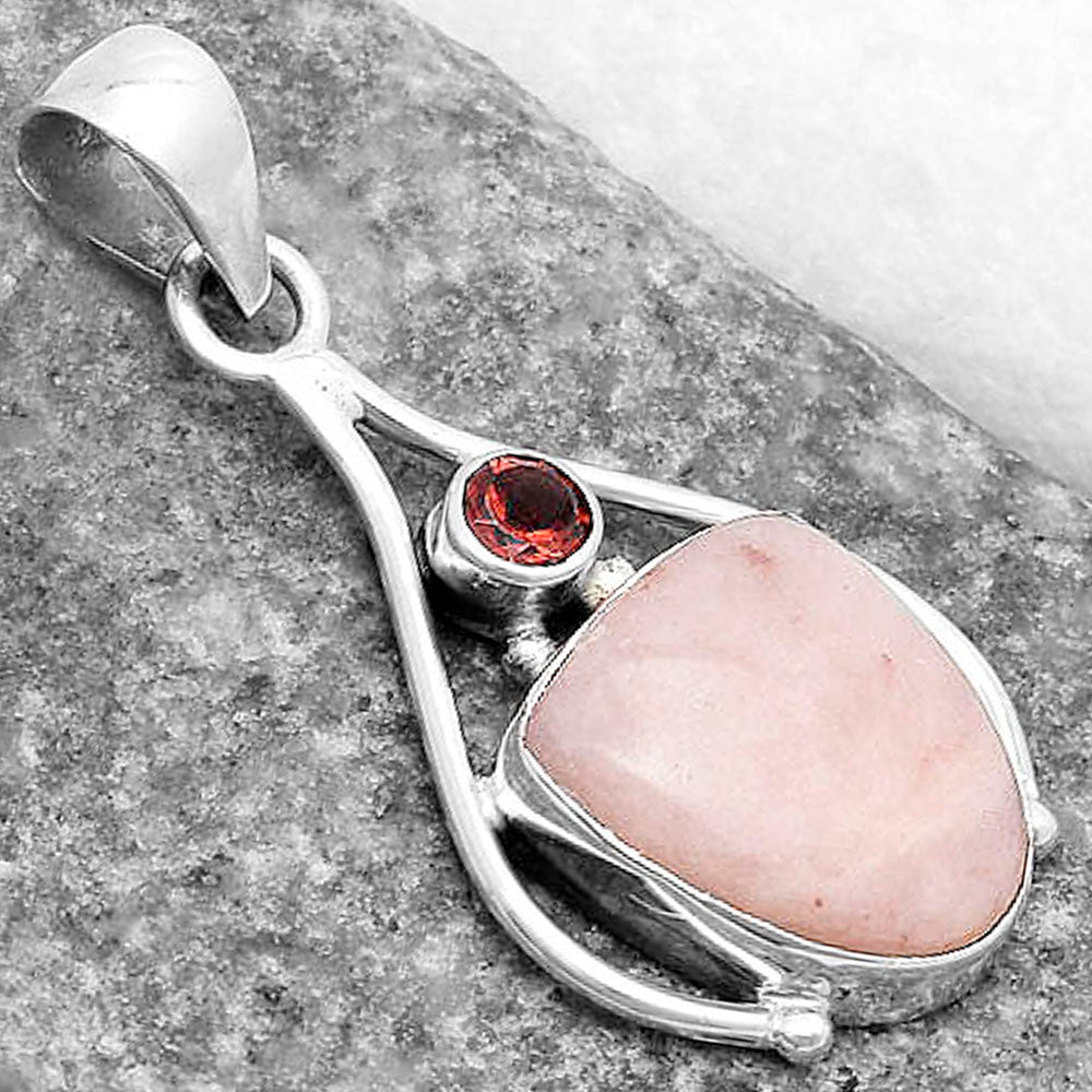 Natural Pink Scolecite & Garnet Pendant P-1575 SDP119638
