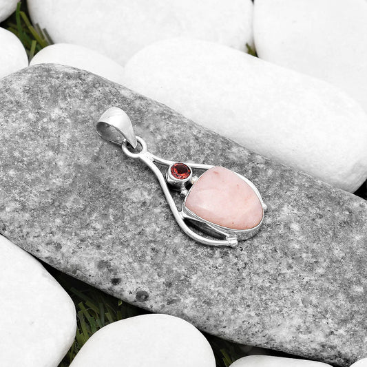 Natural Pink Scolecite & Garnet Pendant P-1575 SDP119638