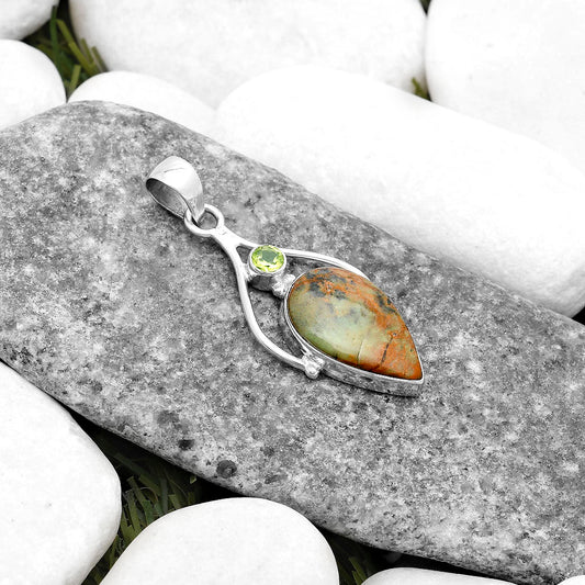 Natural Chrome Chalcedony & Peridot Pendant P-1575 SDP119644