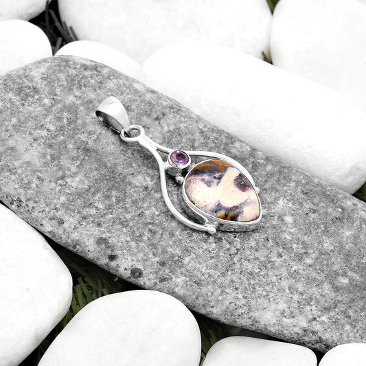 Indian Blanket Jasper & Amethyst Pendant P-1575 SDP119650