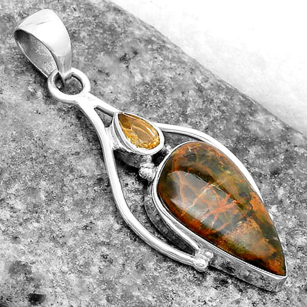 Turkish Rainforest Chrysocolla & Citrine Pendant P-1575 SDP119661
