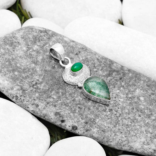 Natural Green Aventurine & Green Onyx Pendant P-1676 SDP119680