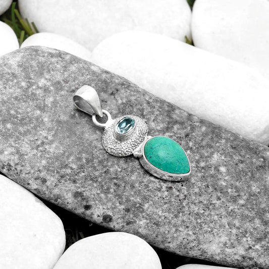 Turquoise Magnesite & Sky Blue Topaz Pendant P-1676 SDP119687