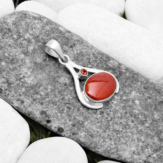 Natural Red Moss Agate & Garnet Pendant P-1057 SDP119820