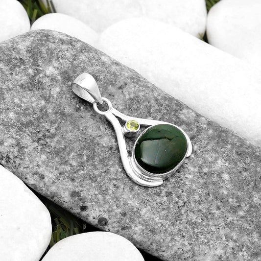 Natural Chrome Chalcedony & Peridot Pendant P-1057 SDP119835