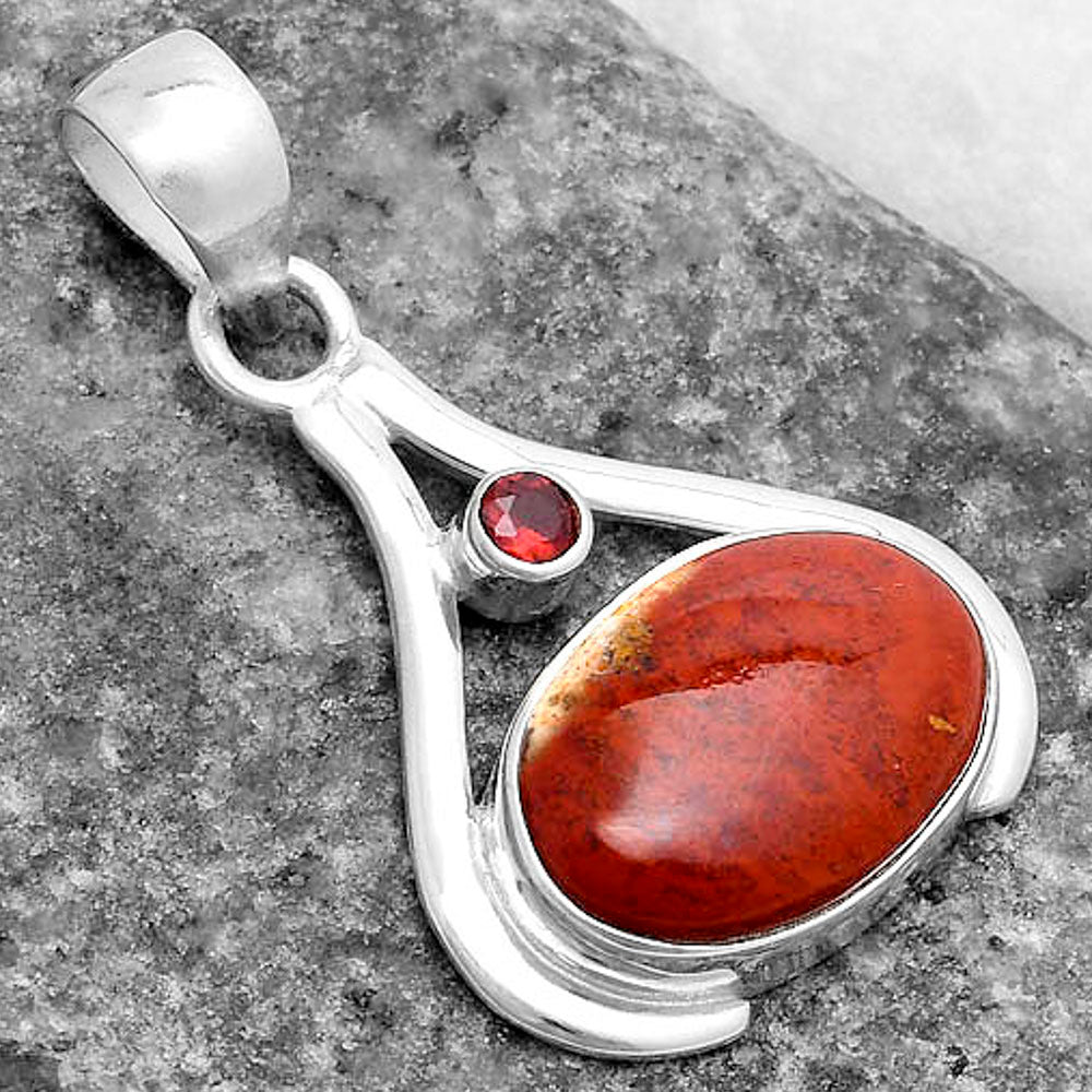 Natural Red Moss Agate & Garnet Pendant P-1057 SDP119845