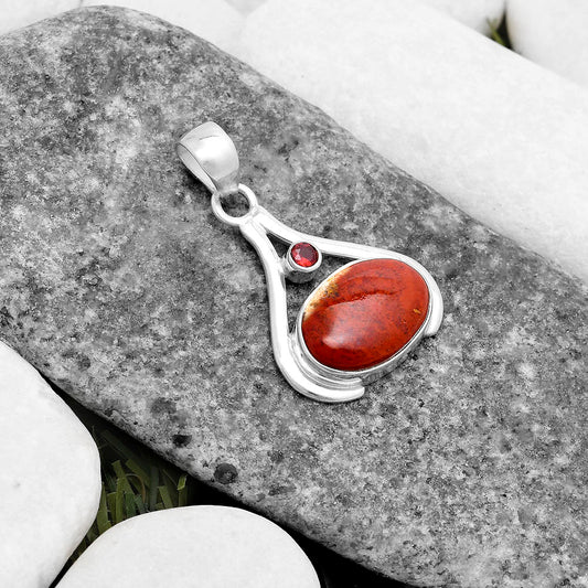 Natural Red Moss Agate & Garnet Pendant P-1057 SDP119845