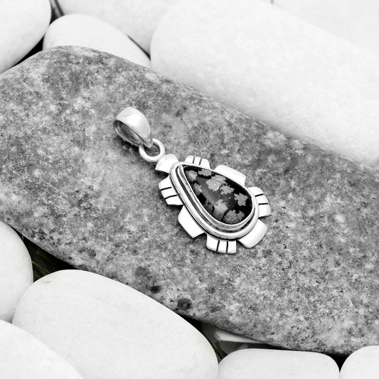 Natural Snow Flake Obsidian Pendant P-1179 SDP119965