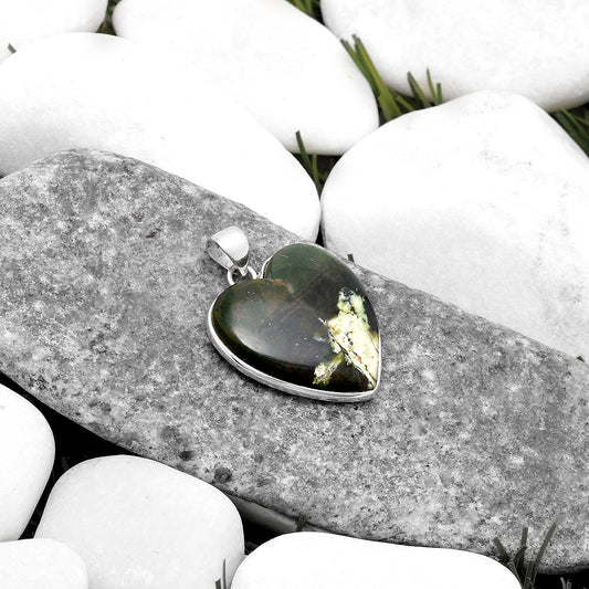 Heart Natural Chrome Chalcedony Pendant P-1043 SDP120227