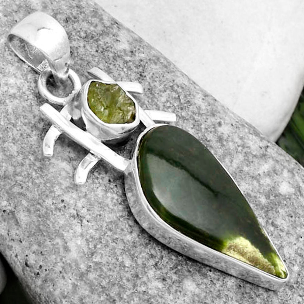 Chrome Chalcedony & Peridot Rough Pendant P-1046 SDP120352