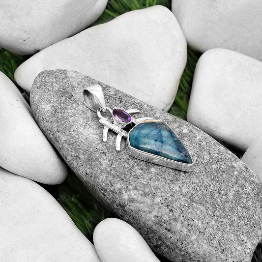 Blue Scheelite - Turkey & Amethyst Pendant P-1046 SDP120354