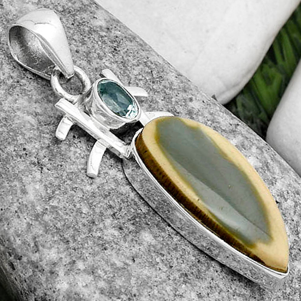 Imperial Jasper & Sky Blue Topaz Pendant P-1046 SDP120355