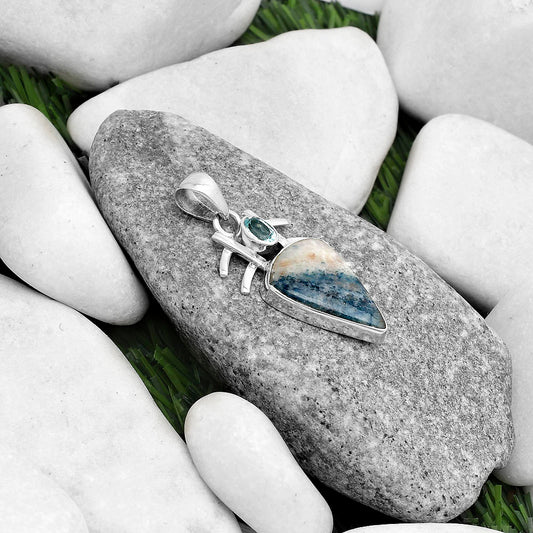 Natural Blue Scheelite & Sky Blue Topaz Pendant P-1046 SDP120357