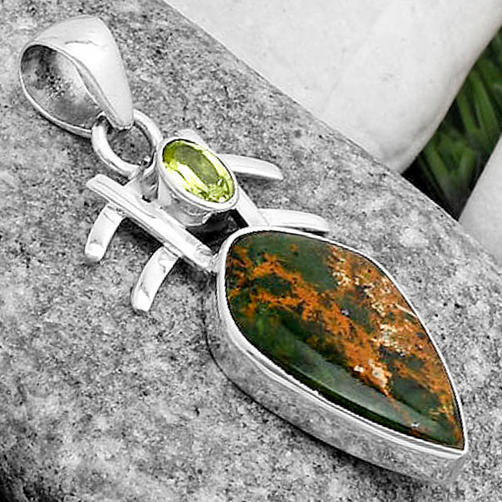 Turkish Rainforest Chrysocolla & Peridot Pendant P-1046 SDP120377