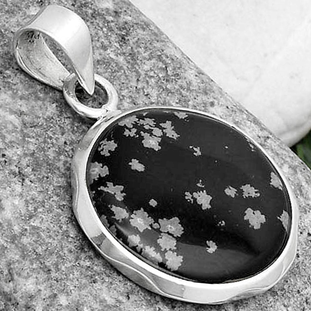 Natural Snow Flake Obsidian Pendant P-1110 SDP120451
