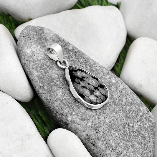 Natural Snow Flake Obsidian Pendant P-1110 SDP120456