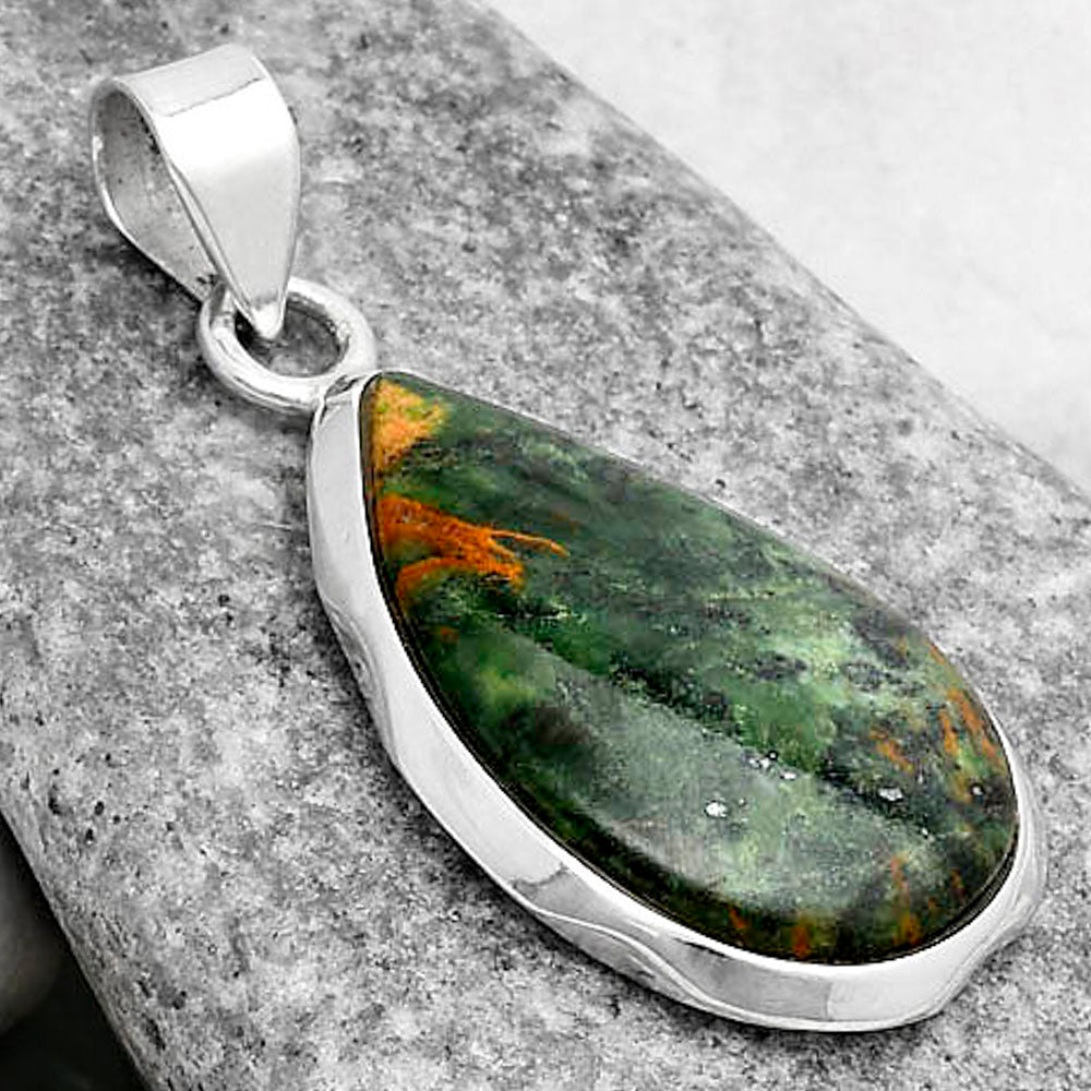 Natural Turkish Rainforest Chrysocolla Pendant P-1110 SDP120483