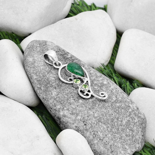 Natural Green Aventurine & Peridot Pendant P-1039 SDP120551