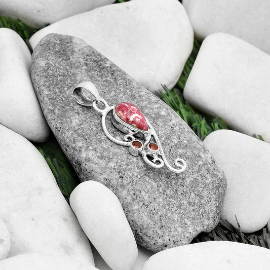 Natural Pink Thulite Norway & Garnet Pendant P-1039 SDP120554