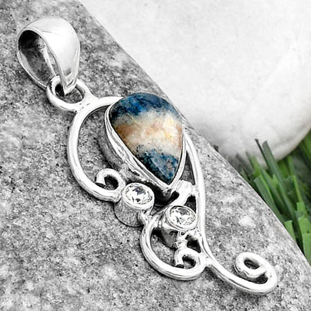 Blue Scheelite - Turkey & Zircon Pendant P-1039 SDP120558