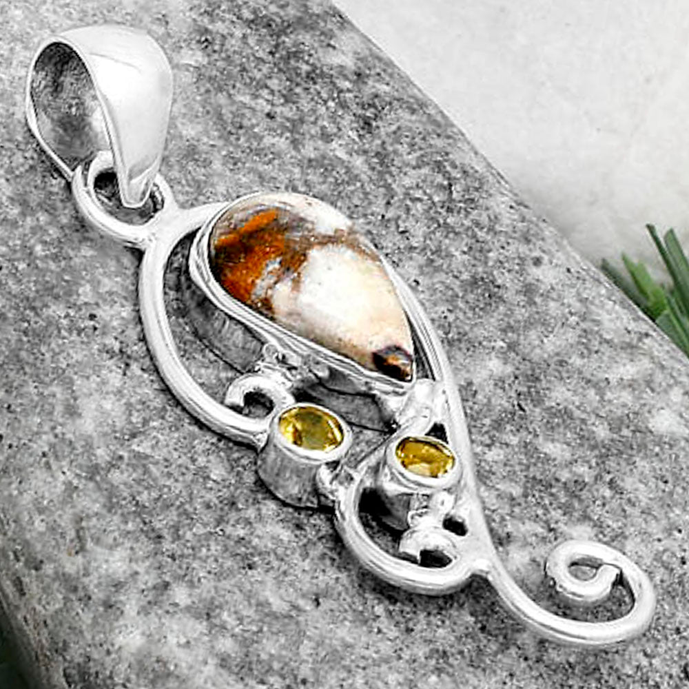 Natural Indian Blanket Jasper & Citrine Pendant P-1039 SDP120571