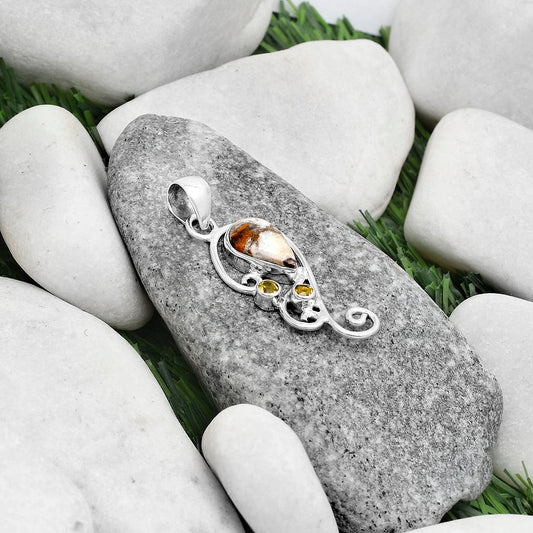 Natural Indian Blanket Jasper & Citrine Pendant P-1039 SDP120571