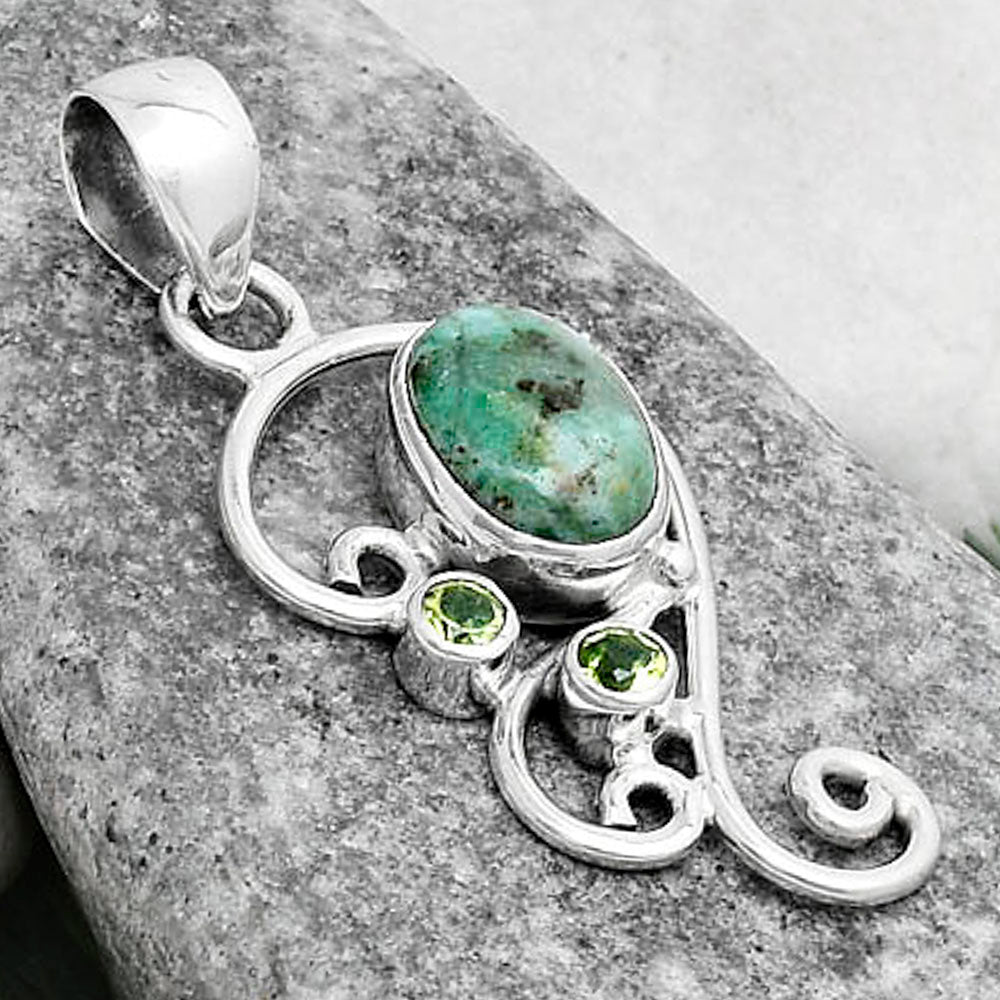 Natural Larsonite Jasper & Peridot Pendant P-1039 SDP120579