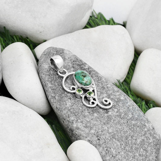 Natural Larsonite Jasper & Peridot Pendant P-1039 SDP120579