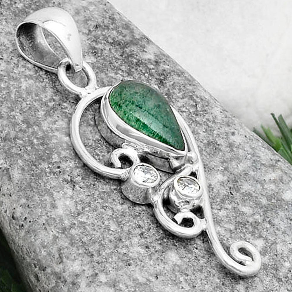 Natural Green Aventurine & Zircon Pendant P-1039 SDP120582