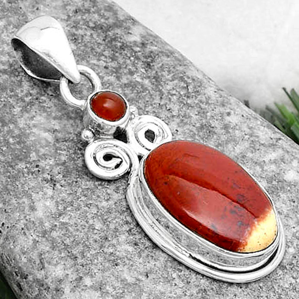 Natural Red Moss Agate & Carnelian Pendant P-1603 SDP120596