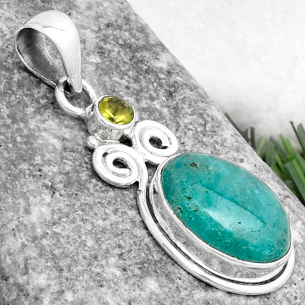 Natural Paraiba Amazonite & Peridot Pendant P-1603 SDP120603