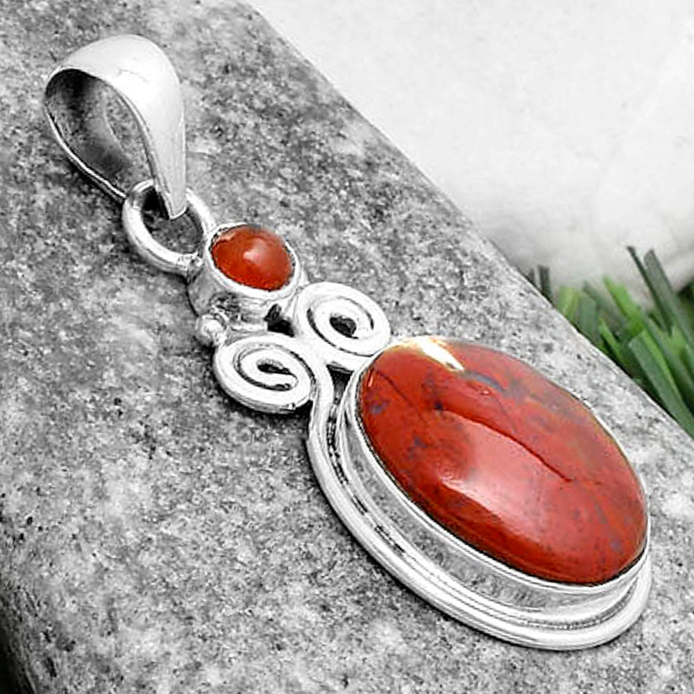 Natural Red Moss Agate & Carnelian Pendant P-1603 SDP120617