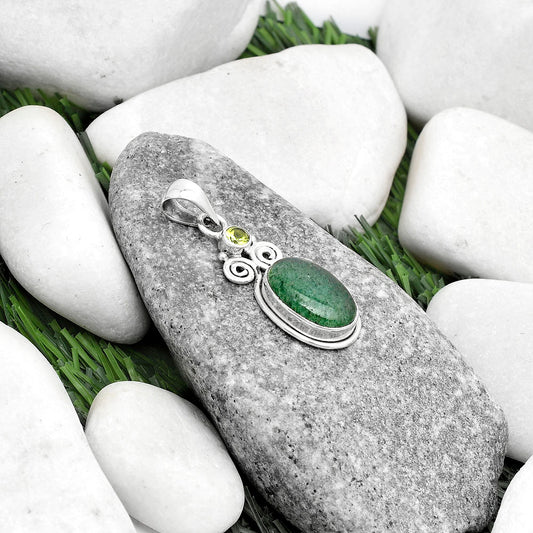 Natural Green Aventurine & Peridot Pendant P-1603 SDP120618
