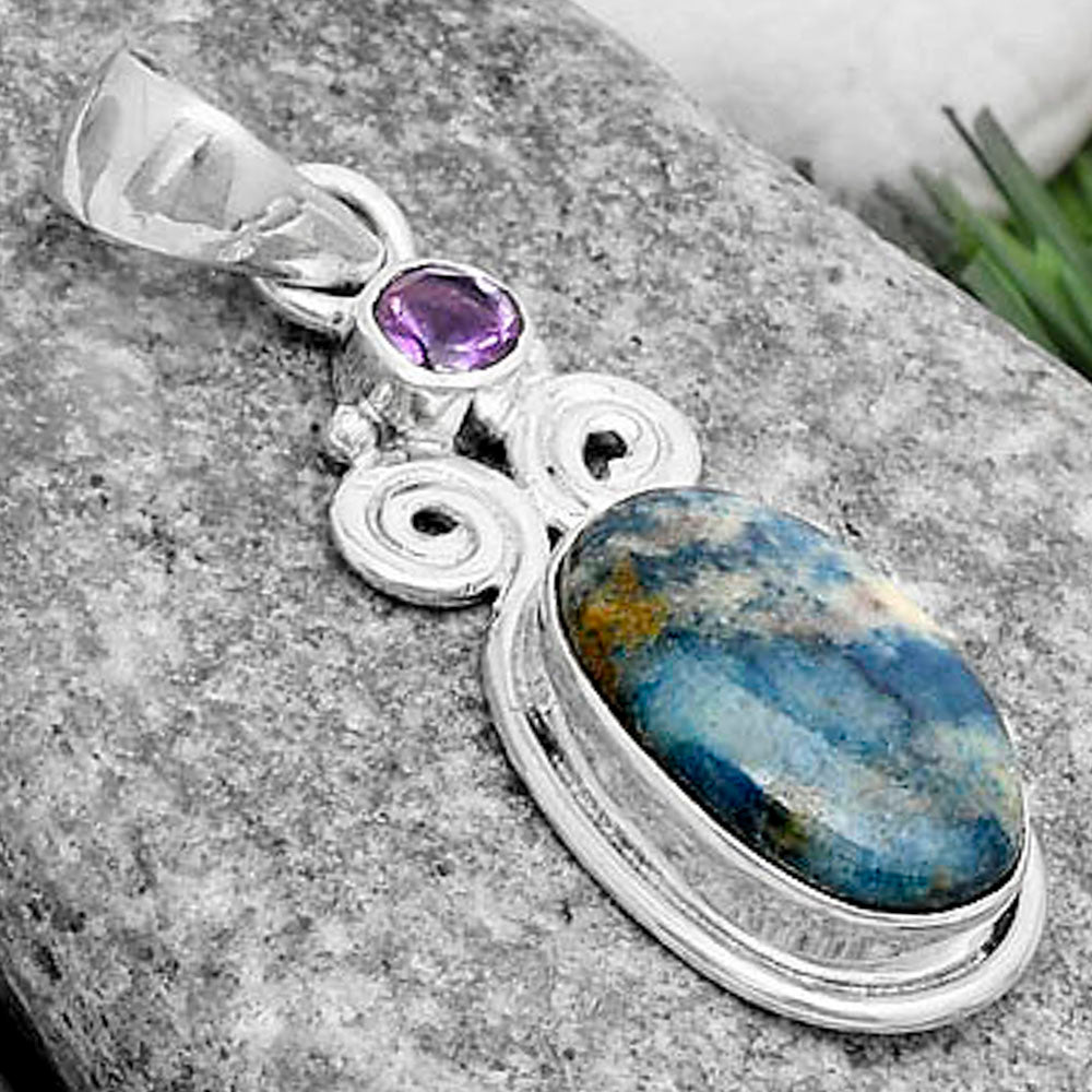 Blue Scheelite - Turkey & Amethyst Pendant P-1603 SDP120627