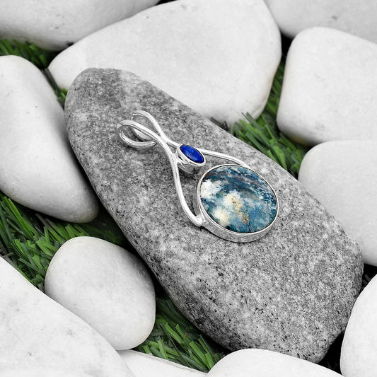 Natural Blue Scheelite Turkey & Lapis Pendant P-1038 SDP120637