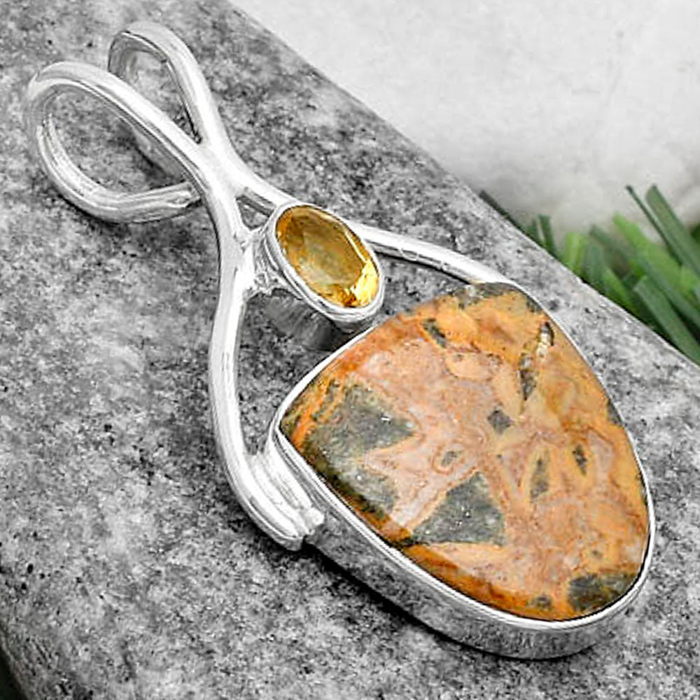 Moroccan Yellow Jacket Jasper & Citrine Pendant P-1038 SDP120662