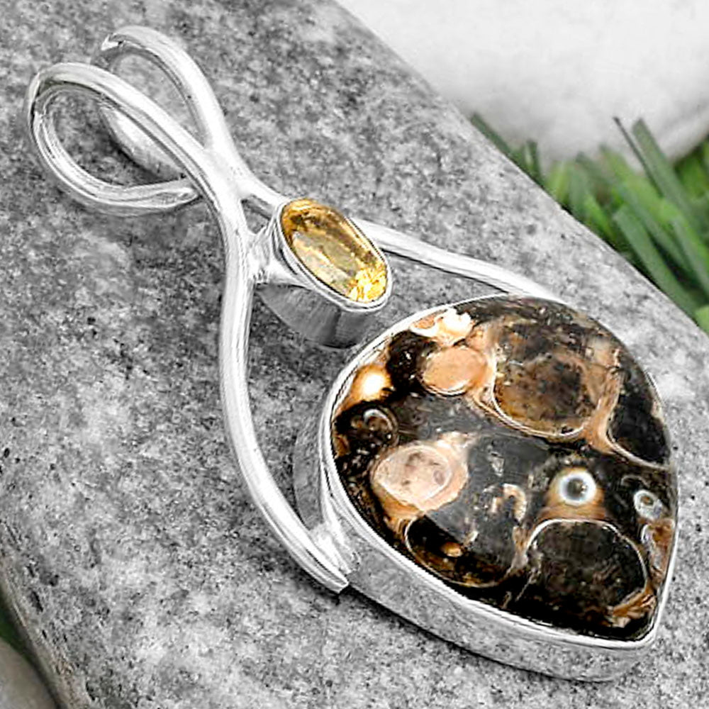 Natural Turtella Jasper USA & Citrine Pendant P-1038 SDP120666