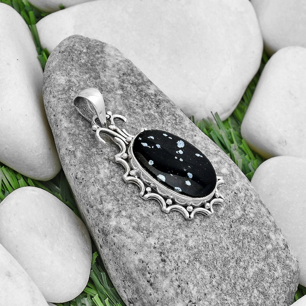 Natural Snow Flake Obsidian Pendant P-1249 SDP120681