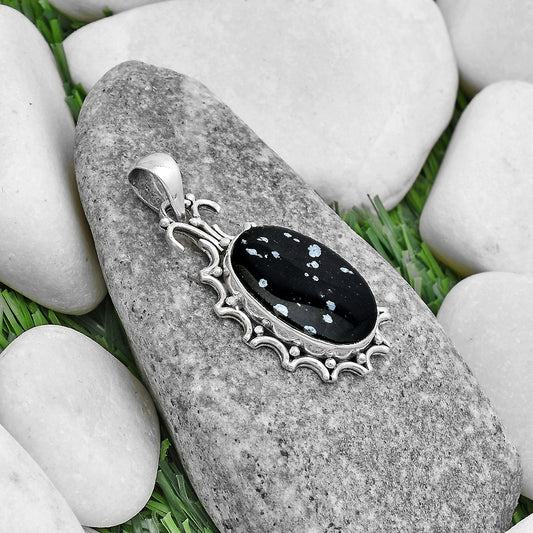 Natural Snow Flake Obsidian Pendant P-1249 SDP120681