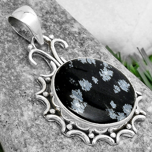 Natural Snow Flake Obsidian Pendant P-1249 SDP120716