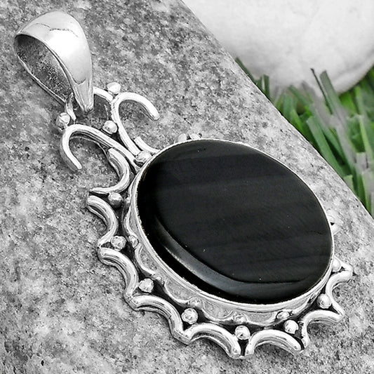 Natural Black Lace Obsidian Pendant P-1249 SDP120725