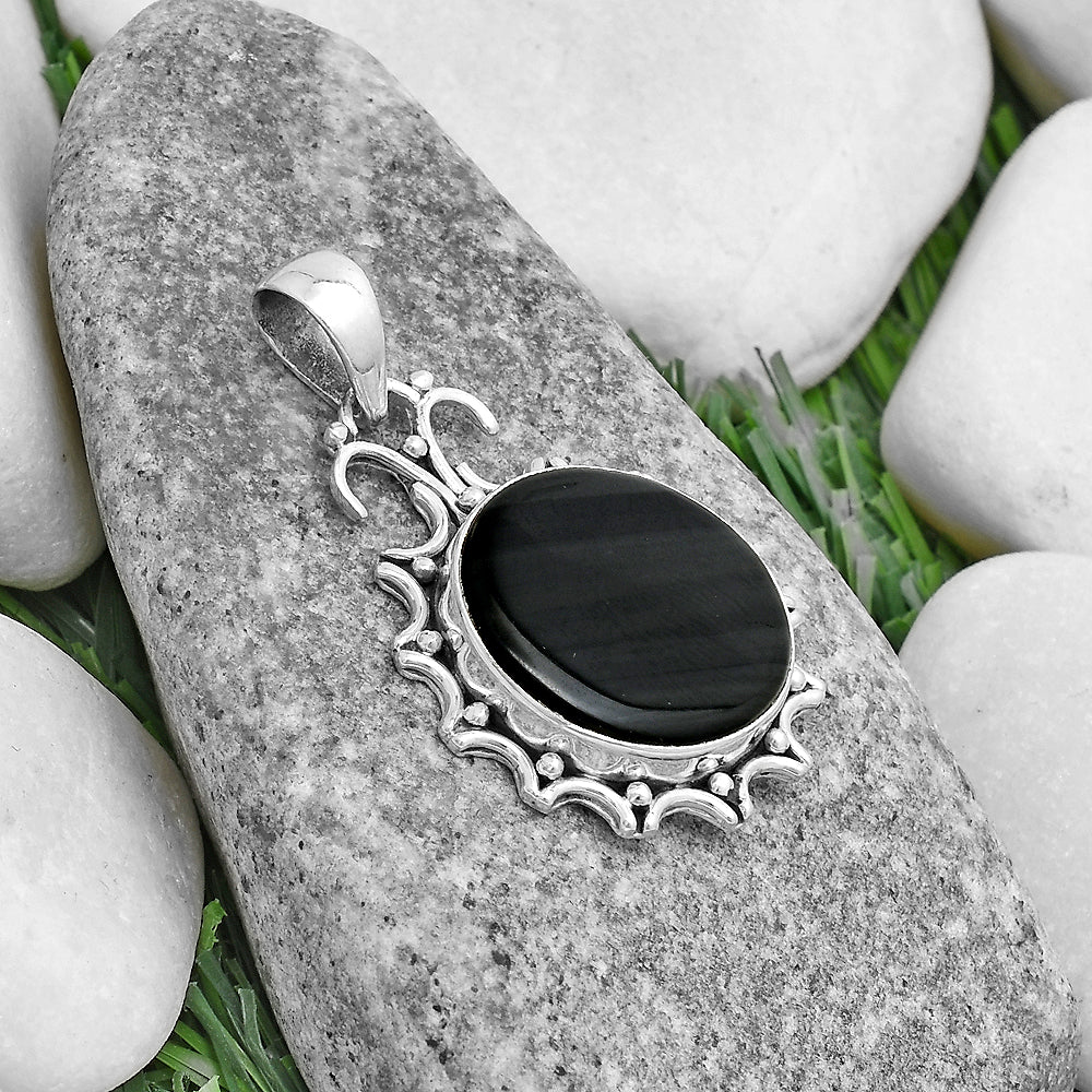 Natural Black Lace Obsidian Pendant P-1249 SDP120725