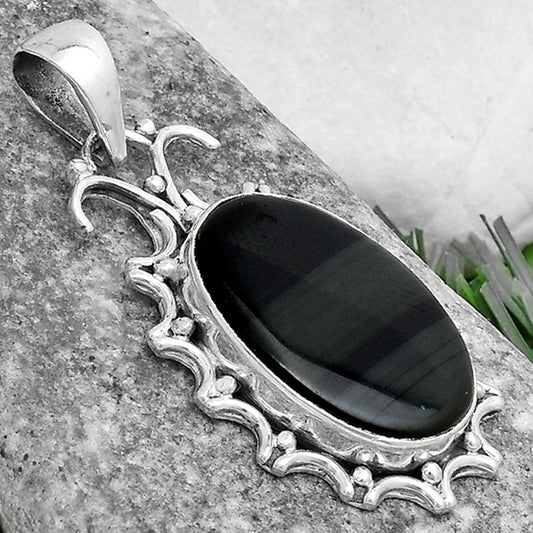 Natural Black Lace Obsidian Pendant P-1249 SDP120727