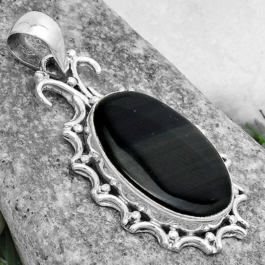 Natural Black Lace Obsidian Pendant P-1249 SDP120728