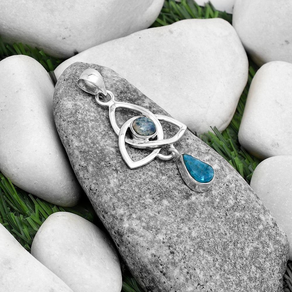 Celtic - Neon Blue Apatite & Blue Scheelite Pendant P-1628 SDP120744