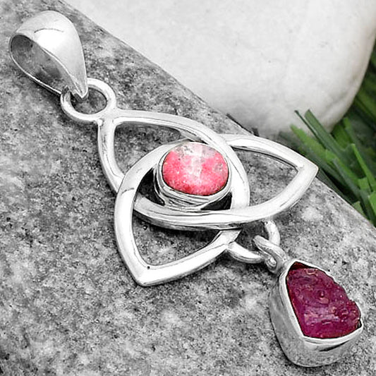 Celtic - Pink Tourmaline Rough & Pink Thulite Pendant P-1628 SDP120750