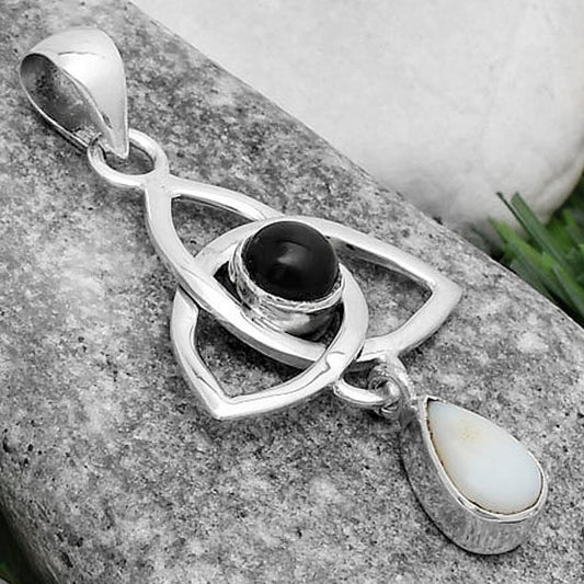 Celtic - White Opal & Black Onyx Pendant P-1628 SDP120768