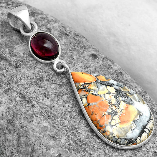 Maligano Jasper - Indonesia & Garnet Pendant P-1098 SDP120880