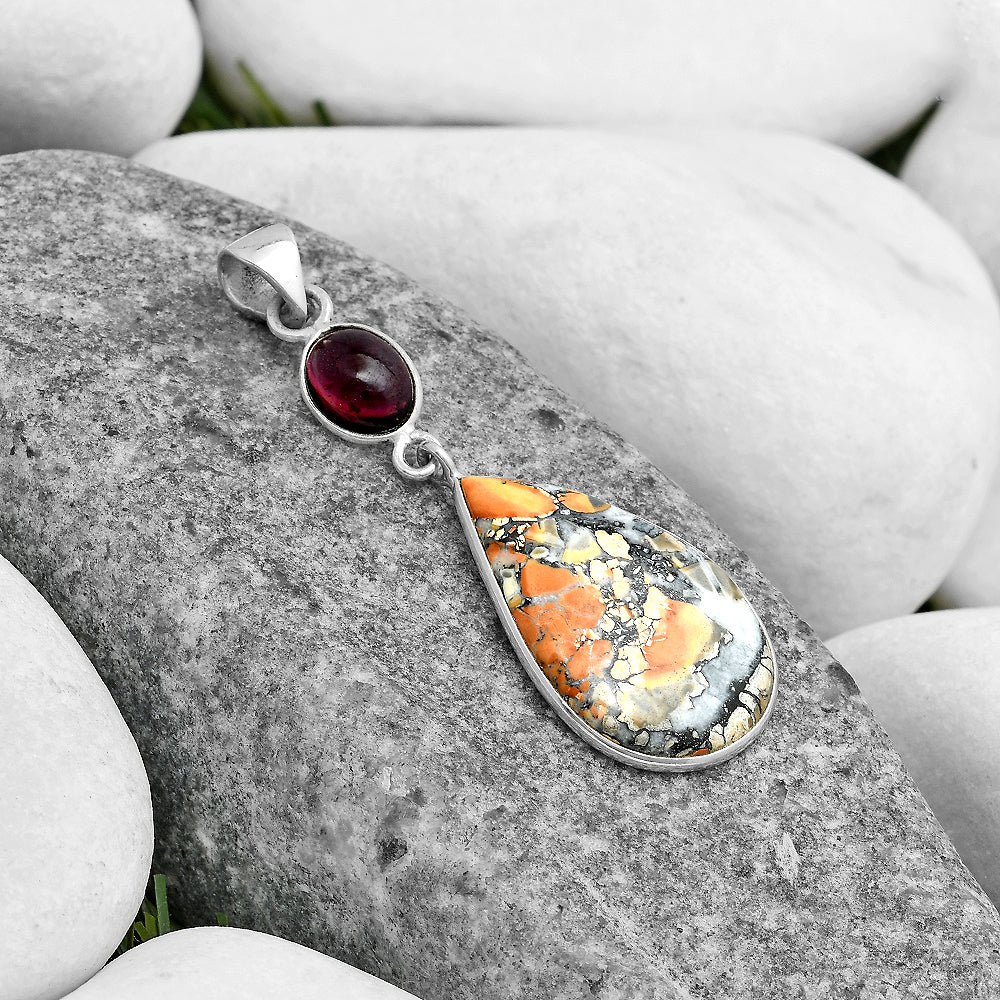 Maligano Jasper - Indonesia & Garnet Pendant P-1098 SDP120880